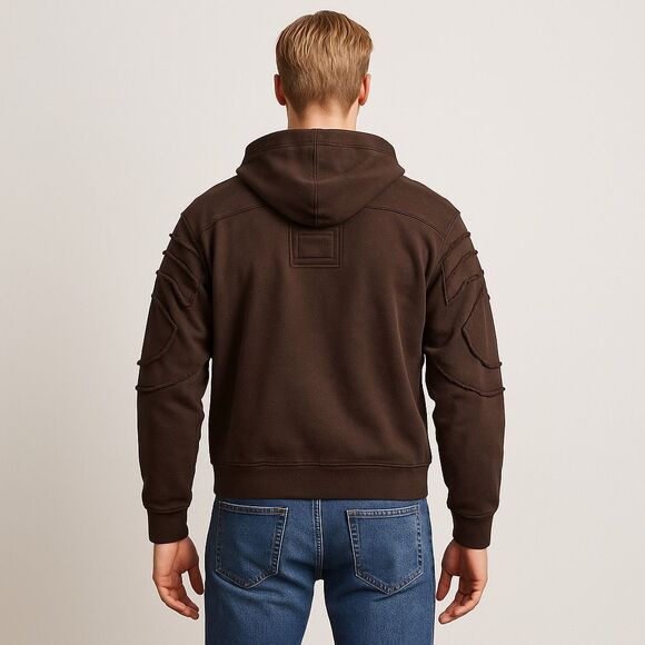 Y2K Marithé + François Girbaud Sample Brown Deconstructed Zip Hoodie L Rare - Picture 2 of 13
